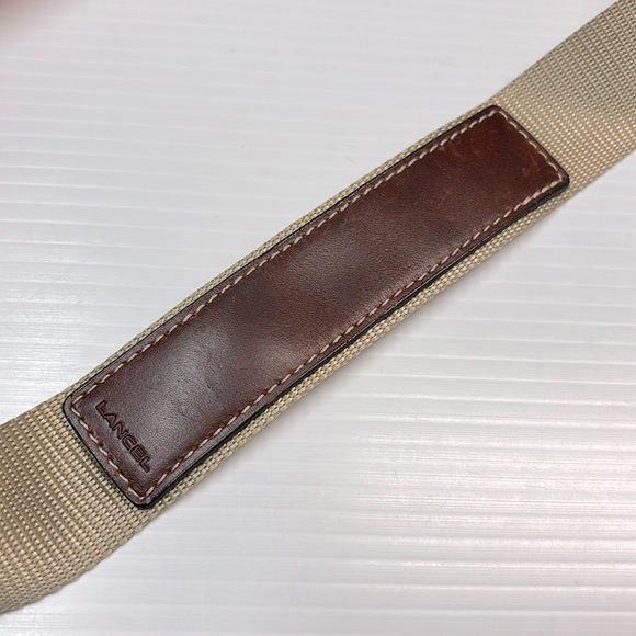 Lancel Paris (MCJE) Nylon Orange shoulder bag with Brown Leather Accents - Picture 11 of 13